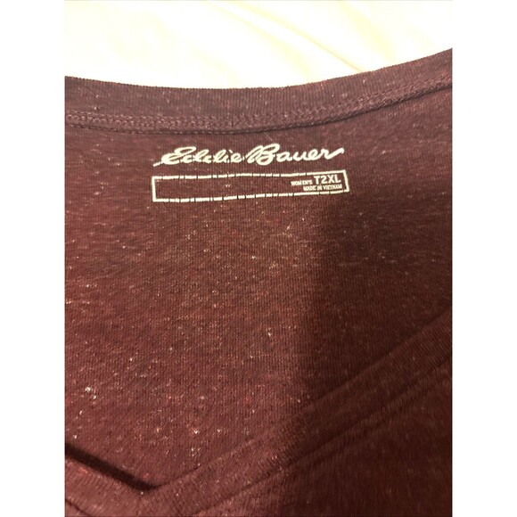 Women’s Eddie Bauer Long Sleeve V- Neck T Shirt In Maroon - Picture 2 of 8
